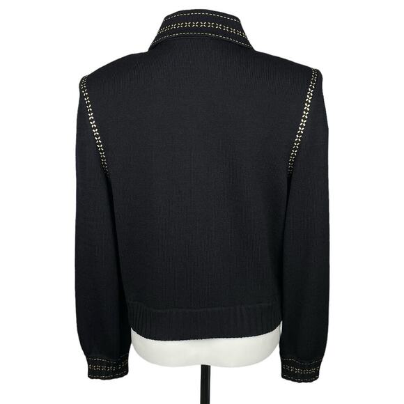 ST. JOHN COLLECTION Santana Sequin Knit Jacket Sz 8 Black - Picture 3 of 8